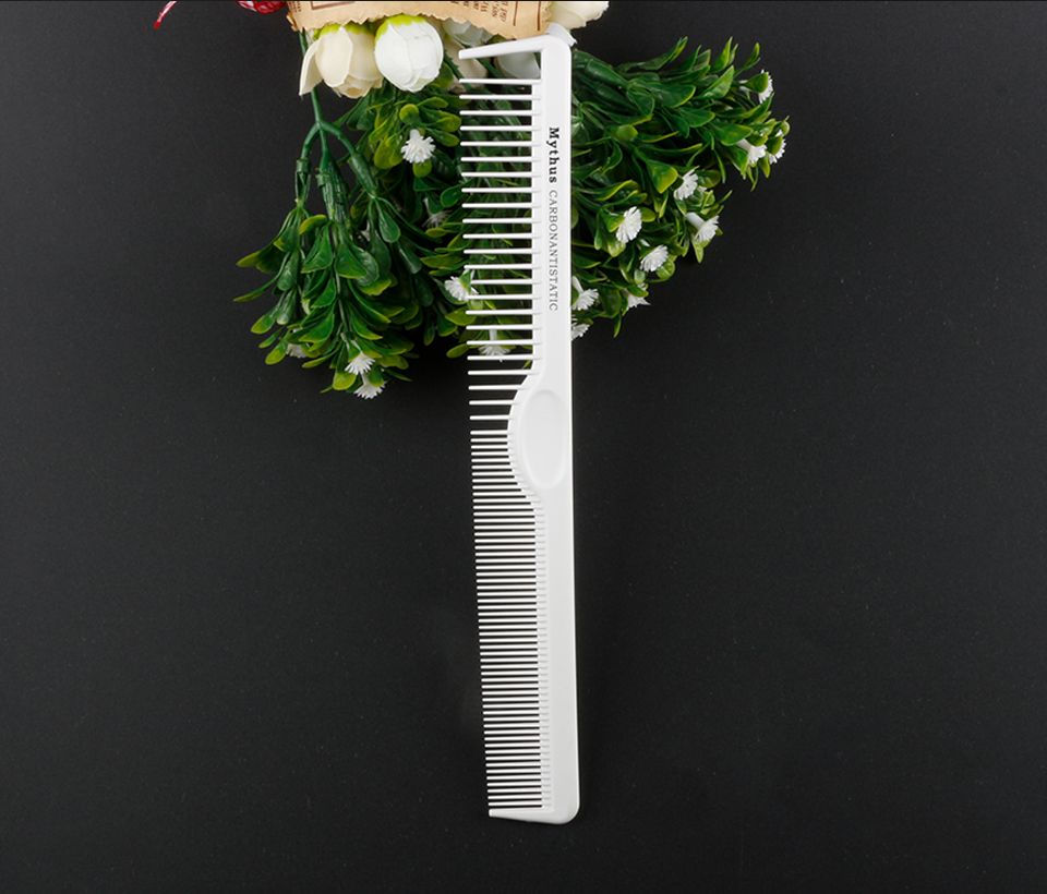 M 09 White Stylish Haircut Comb Heat Resistant Carbon Comb For Barbers