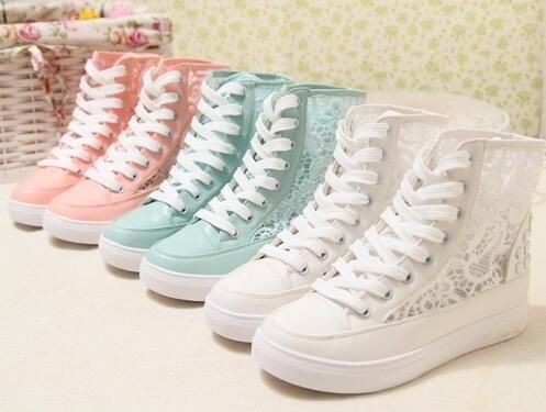 white lace sneakers