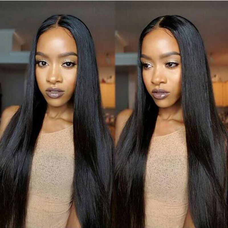 Hot Long Straight Full Wig Simulation Brazilain Human Hair Middle