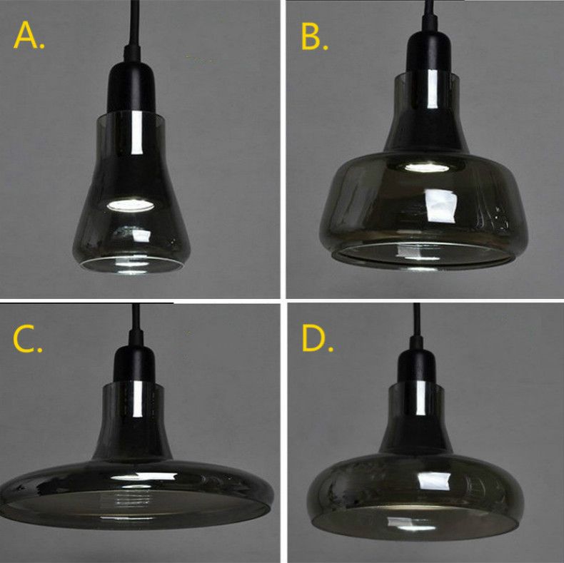 Industrial Pendant Lamps Smoky Glass Shade Light Modern Kitchen Opening Hanging Lamp 1 110v 220v Shades