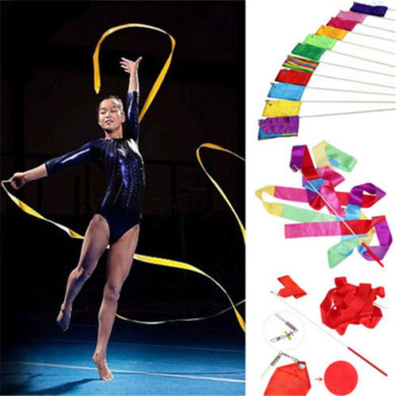 0DDF 82B2 Universal 4m Rhythmic Gym Dance Dancing Gymnastic Ribbon Streamer Silk 