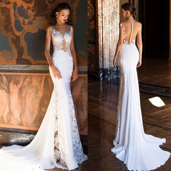 applique mermaid wedding dress