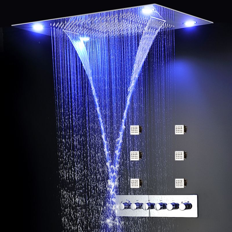 2019 2019 Modern Bathroom Recessed Ceiling Rain Shower Head 600 800 Electric Power Led Rain Shower Spray With Rainfall Waterfall Misty From Jmhm