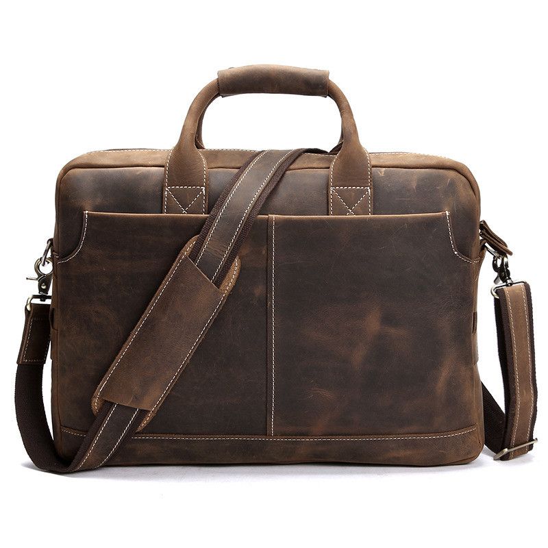 Mens Genuine Vintage Brown Leather Messenger Bag Shoulder Laptop Bag Briefcase,,