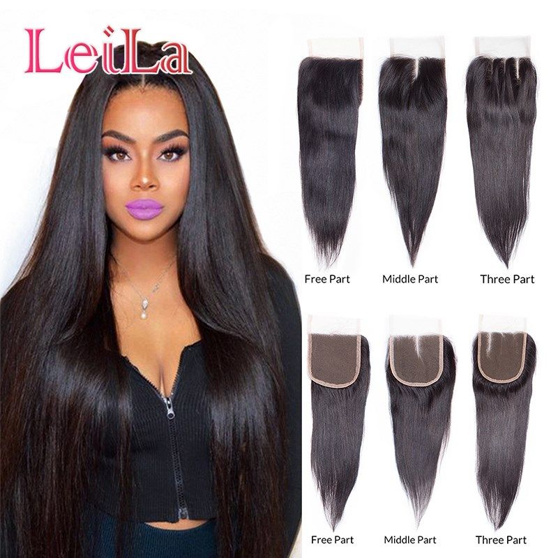 Peruvian Straight Hair Top 4x4 Lace Closure 3 Part 1b Virgin
