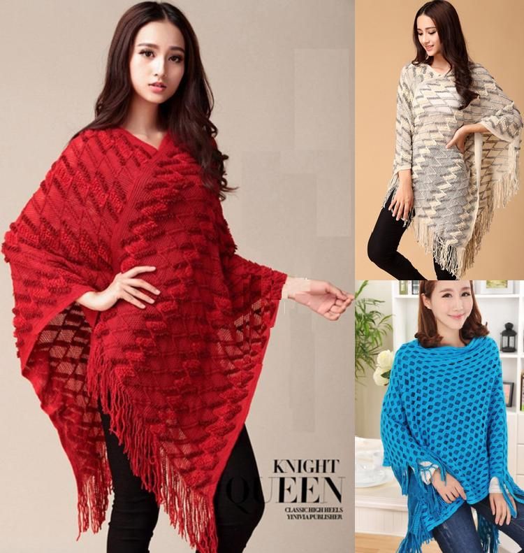 Grosshandel Mode Aushohlen Stricken Ponchos Freizeit Pullover Strickmantel Dame Batwing Cape Poncho Schal Wickelt Top Pullover Mit Quaste Von Swallow145 7 6 Auf De Dhgate Com Dhgate