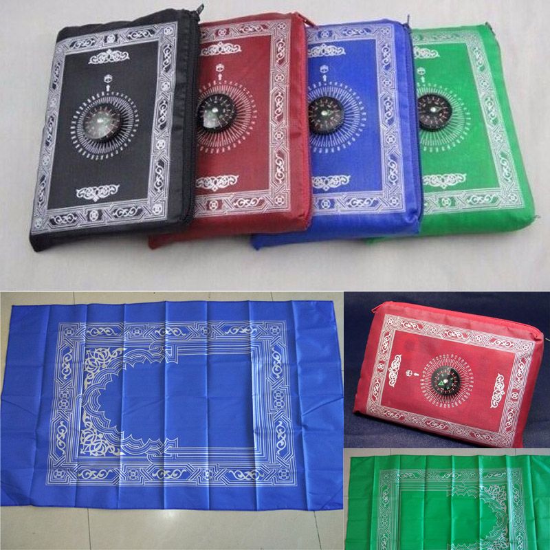 100*60cm Pocket Prayer Mat Qibla Finder Muslim Islamic Pray Mat Prayer
