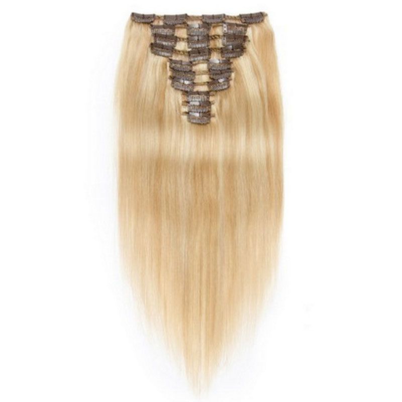 Straight Clip In Remy Hair Extensions H27 613 Cheap Highlight Full