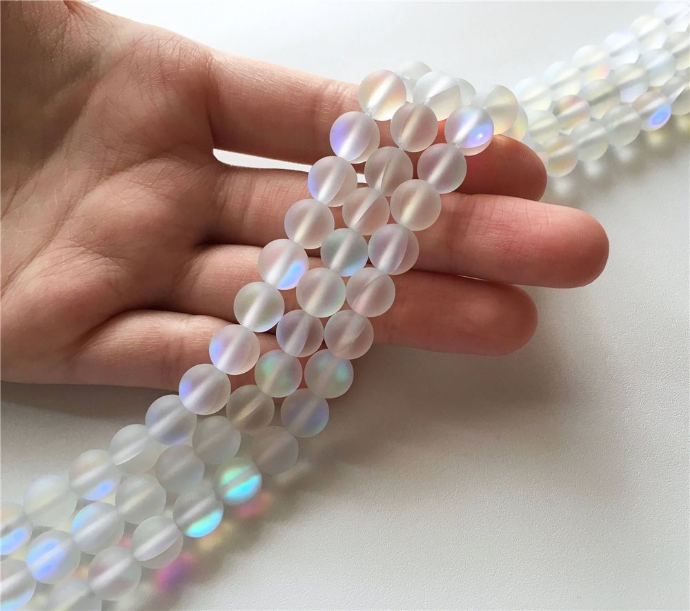 6 8 10 mm To Choose From Holographic Quartz Beads Wholesale,A-144 Smooth Crystal Beads 1 Full Strand Mystic Aura Quartz Round Beads