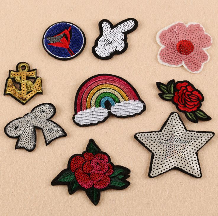 Rainbow Sequined Embroidery Sew Iron On Patch Badge Cloth Applique Fabric DIY