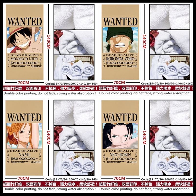 Acheter Anime One Piece Luffy Zoro Nami Sanji Robin Chopper Usopp Franky Brook Serviette Serviette De Bain Douce Et Confortable De 17 86 Du Fangcheng18 Dhgate Com