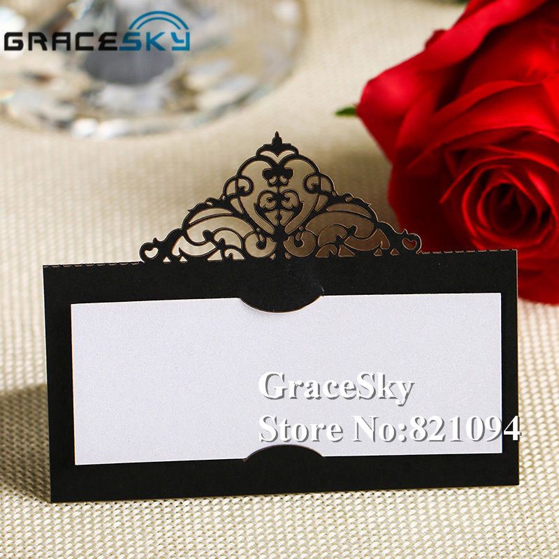 2020 New Wedding Laser Cutting Crwon Design Paper Place Seat Name