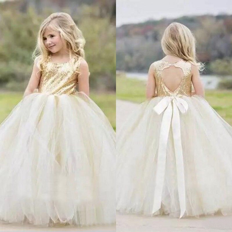 sequin and tulle flower girl dress