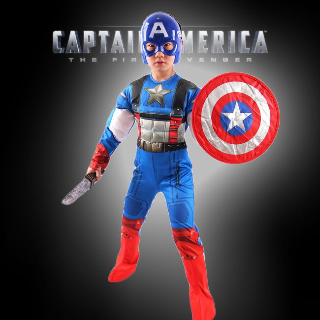 Niños Avengers capitán américa traje halloween niño invierno soldado  cosplay casco muchachos azul disfraces para niños