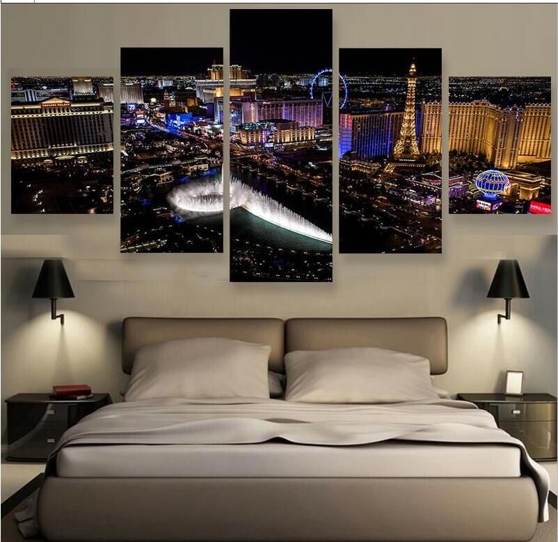 2020 Las Vegas City Canvas Prints Painting Canvas Wall Art Painting Home Decor 5 Panels Modular From Z1151832585 9 05 Dhgate Com