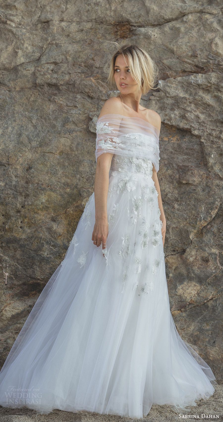tulle wrap wedding dress