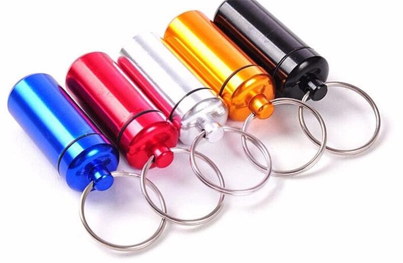 Mini Pill Box Bottle Holder Container Keychain Keyring Waterproof Pill Case