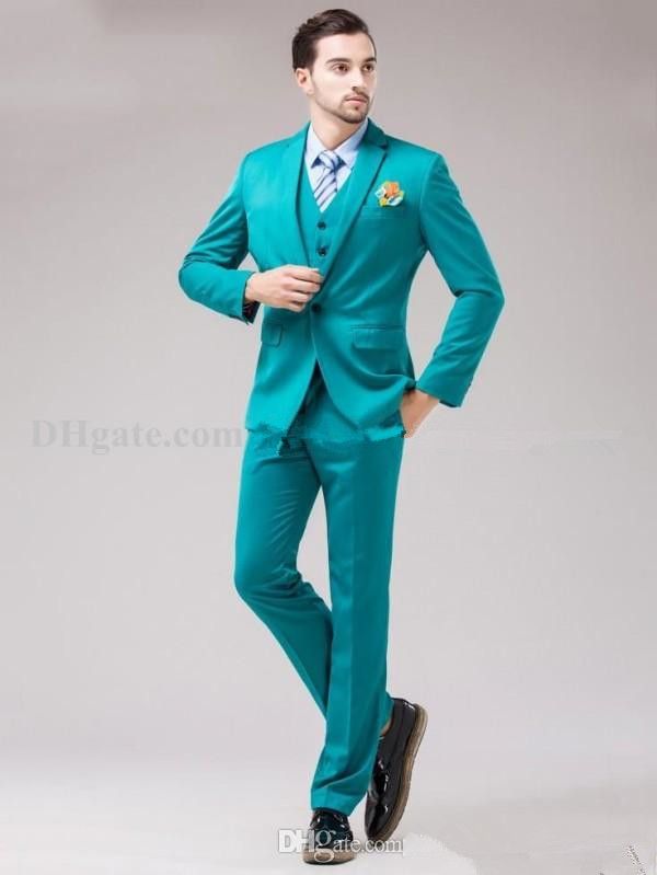 Compra Moda Back Vent Turquesa Novio Esmoquin Muesca Solapa Padrinos De  Boda Para Hombre Esmoquin Trajes De Boda Chaqueta + Pantalones + Chaleco +  Corbata Barato | Entrega Rápida Y Calidad | Es.Dhgate