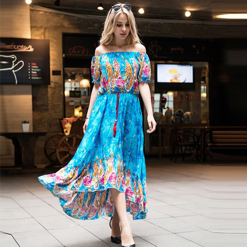 Compra Nuevos Vestidos Bohemios Para Mujer Vestidos Largos De Verano  Estampados Cortos Mangas Boho Tallas Grandes Vestidos Casuales Para Ropa De  Mujer Barato | Entrega Rápida Y Calidad | Es.Dhgate