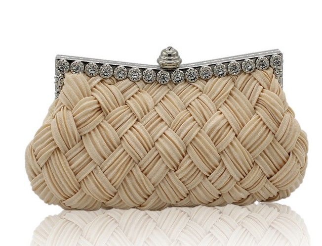 Hot Sell New Style Bridal Hand Bags Weaving Satin Clutch Bag