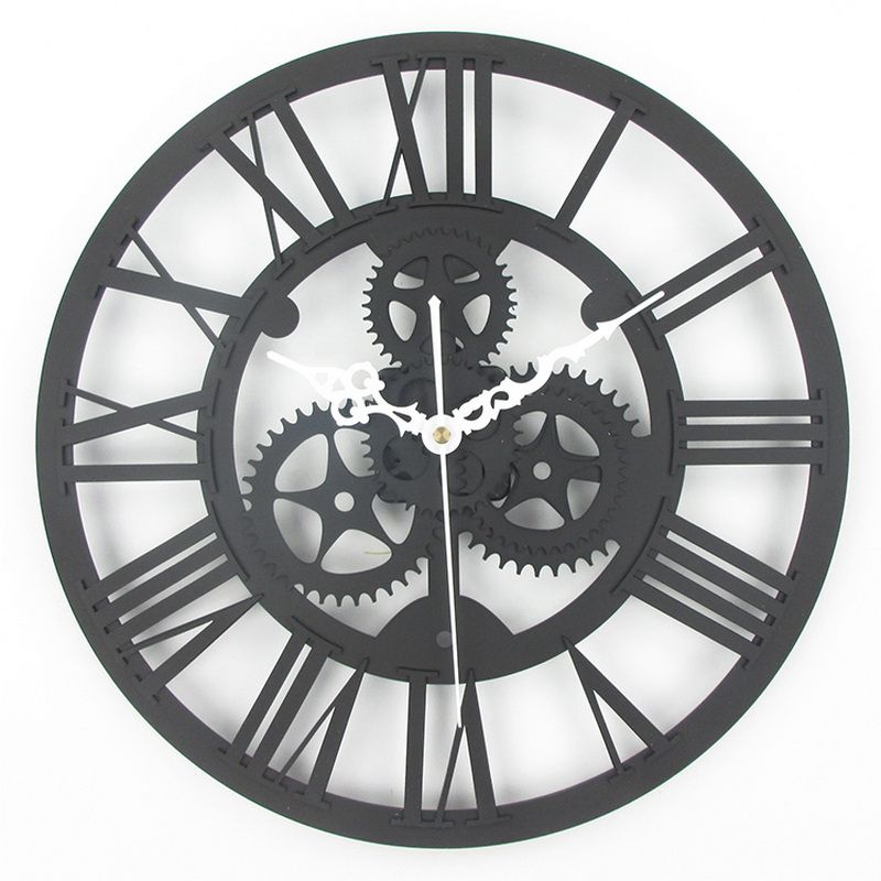 Whole Large Antique Wall Clock 3d Acrylic Gear Vintage Retro Style Living Room Big Watch Horloge Murale Mirror Clocks