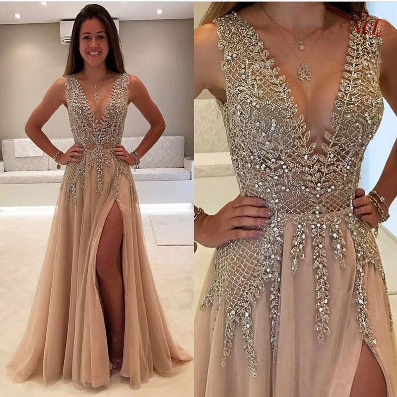 vestido de formatura champanhe