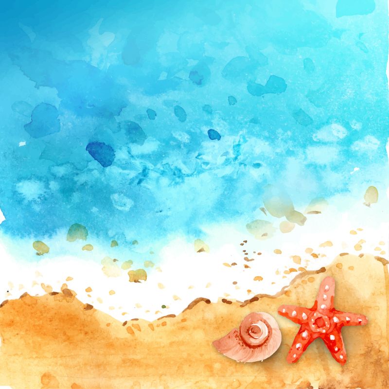 5x7ft azul pintado verano playa fondo para bebé estrellas de mar niños  dibujos animados foto contextos