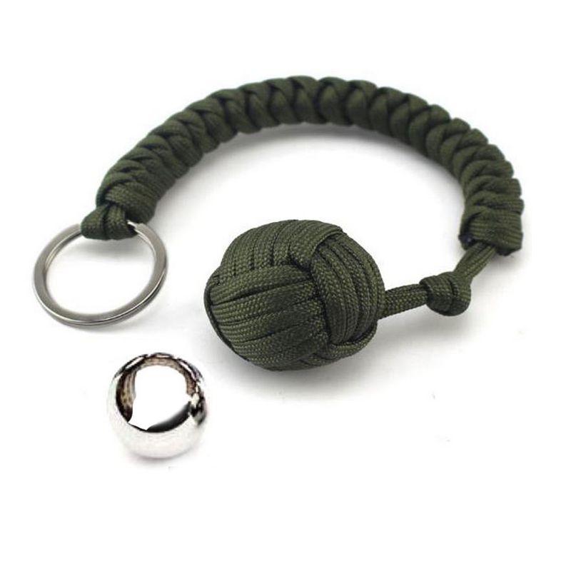 Paracord Monkey Fist Steel Ball Keychain Self Defense Keyring Outdoor Tool Mini