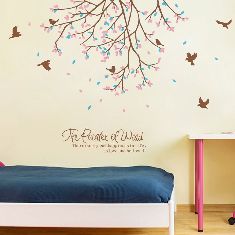 Acheter Oiseaux Volants Parmi Les Fleurs Arbre Branches Stickers Muraux Salon Chambre Papier Peint Affiche Art Amour Be Loved Mur Citation Decalcomanies De 7 31 Du Magicforwall Dhgate Com