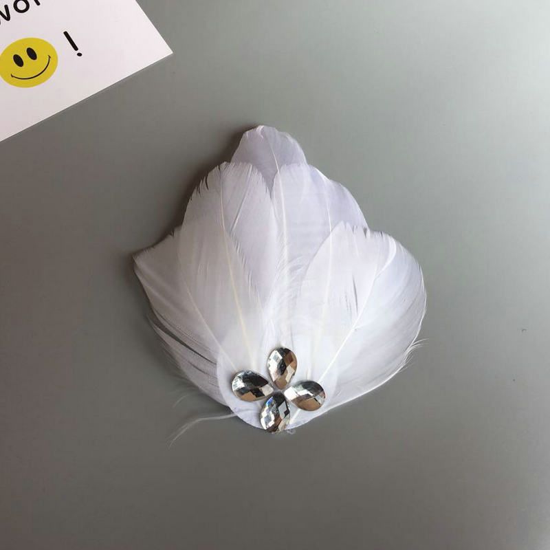 Woman Headdress Hair Bride White Feather Small Hat Hair Clip