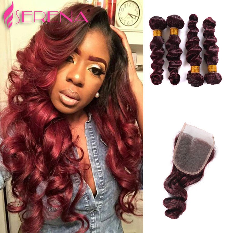 2019 99j Burgundy Ombre Hair Extensions Indian Hair Bundles With