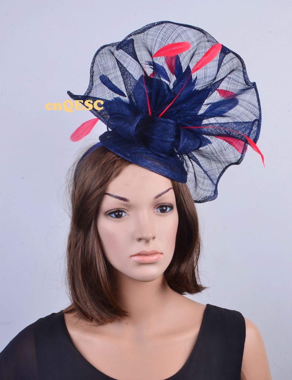 navy and red wedding hat
