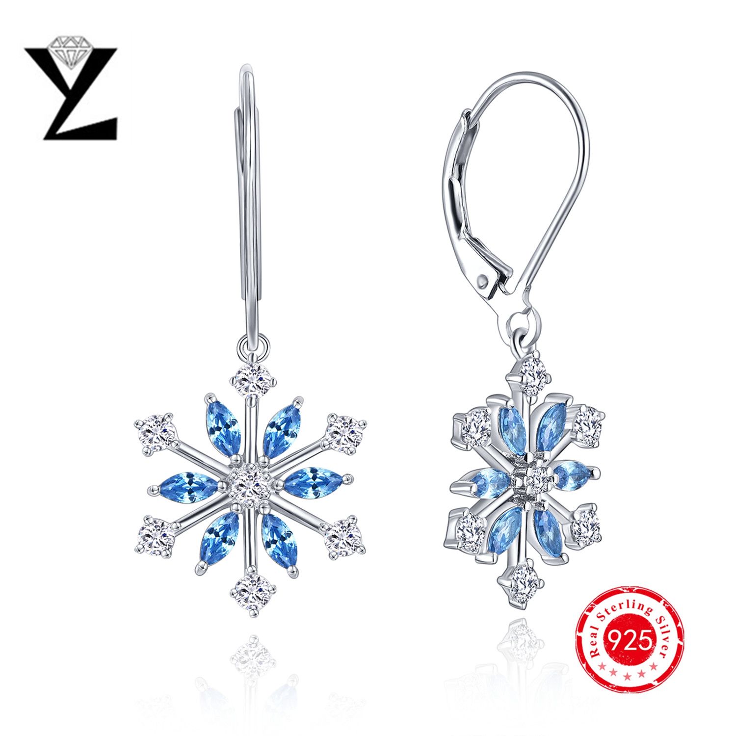 Christmas Tibetan Silver Snowflake Dangle Earrings on Leverback Findings