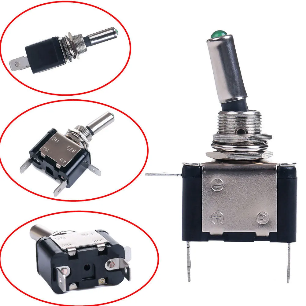 Commutateur Momentané 5 Broches LED Bleu Bleu - 12V/20A - Momentané - 5 Broches - Pour Voiture Bateau Moto Interrupteur Bascule Led