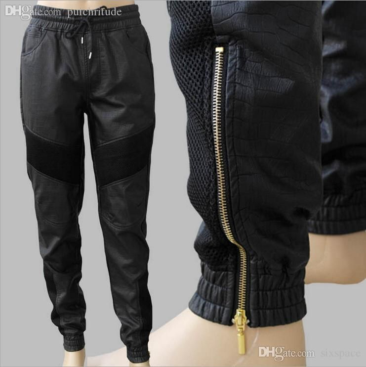 men's leather joggers