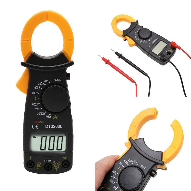 Digital Electronic AC DC Voltage Clamp Meter Multimeter Current Volt Tester+Lead From