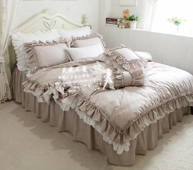 Original Cotton Lace Exported Europe Bed Set Twin Full Queen King