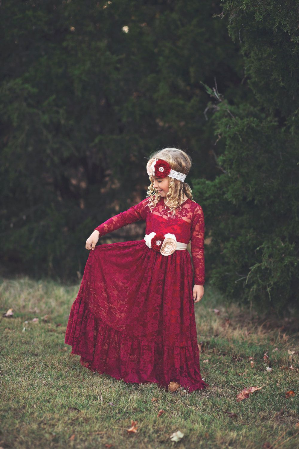 little girls maroon dress