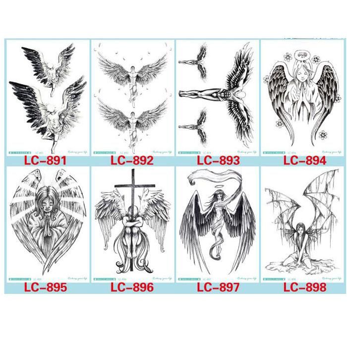 Acquista Devil Hole Cool Feather Wings Tattoo Disegni Tatuaggi Temporanei Man With Demon Angels Wing Modern Body Tattoo 8 Stili Diversi A 0 58 Dal Goodbeauty Dhgate Com