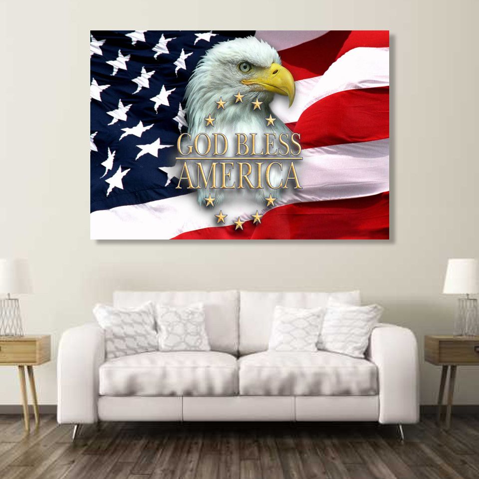 2019 Usa Flag Eagle Good Bless Wall Art Canvas Pictures For Living Room Bedroom Home Decor Printed Canvas Paintings From Jonemark2014 29 55