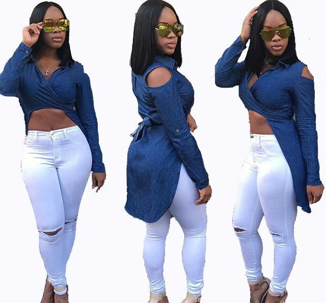 sexy denim tops