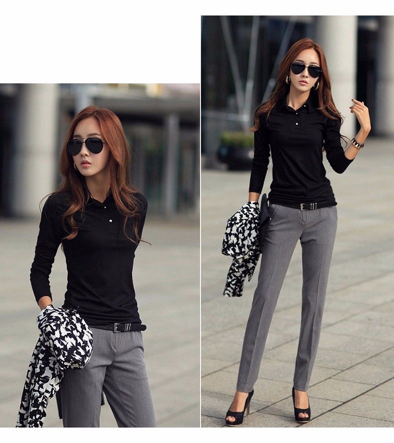 white polo long sleeve outfit female