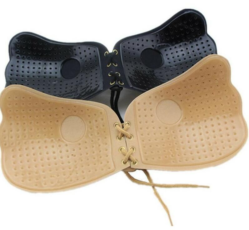 2021 Women Silicone Bra Cups For Backless Dress Butterfly Invisible Push Up Stick On Self