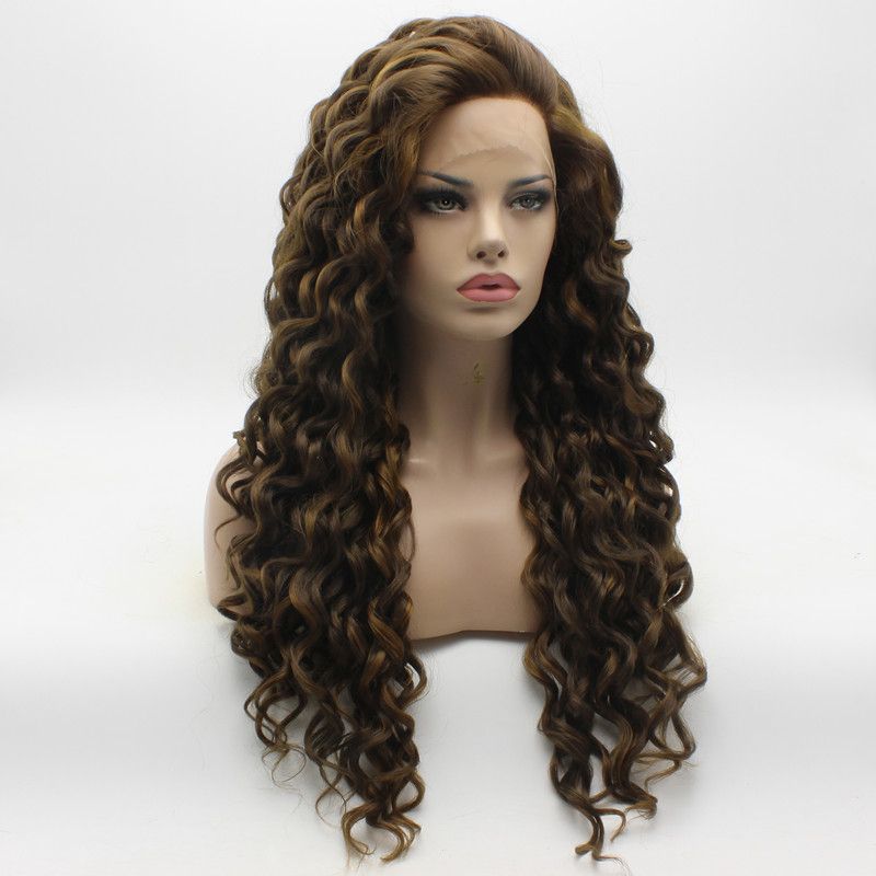 Iwona Hair Curly Long Brown Blonde Mix Wig 18 8 27 Half Hand Tied
