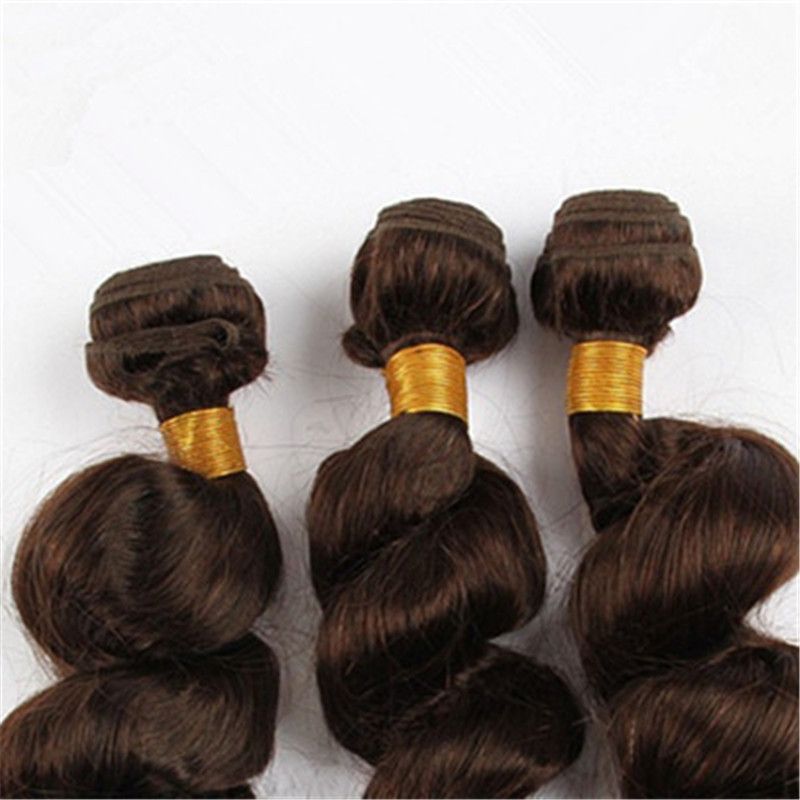 Medium Light Brown Peruvian Loose Wave Virgin Hair 3 Bundles Color