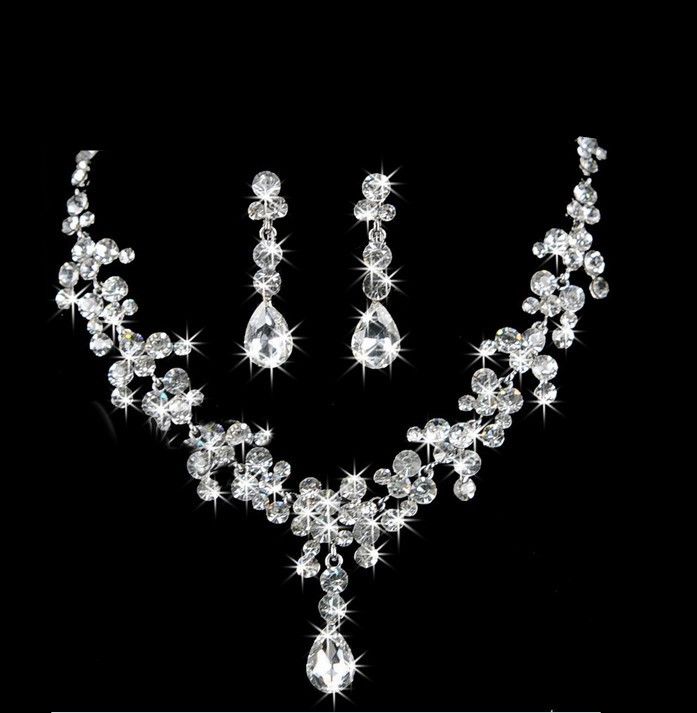Elegant Wedding Bridal Prom Crystal Rhinestone Earrings Necklace Jewelry Set New Elegant Wedding Bridal Prom Crystal Rhinestone Earrings Necklace Jewelry Set New