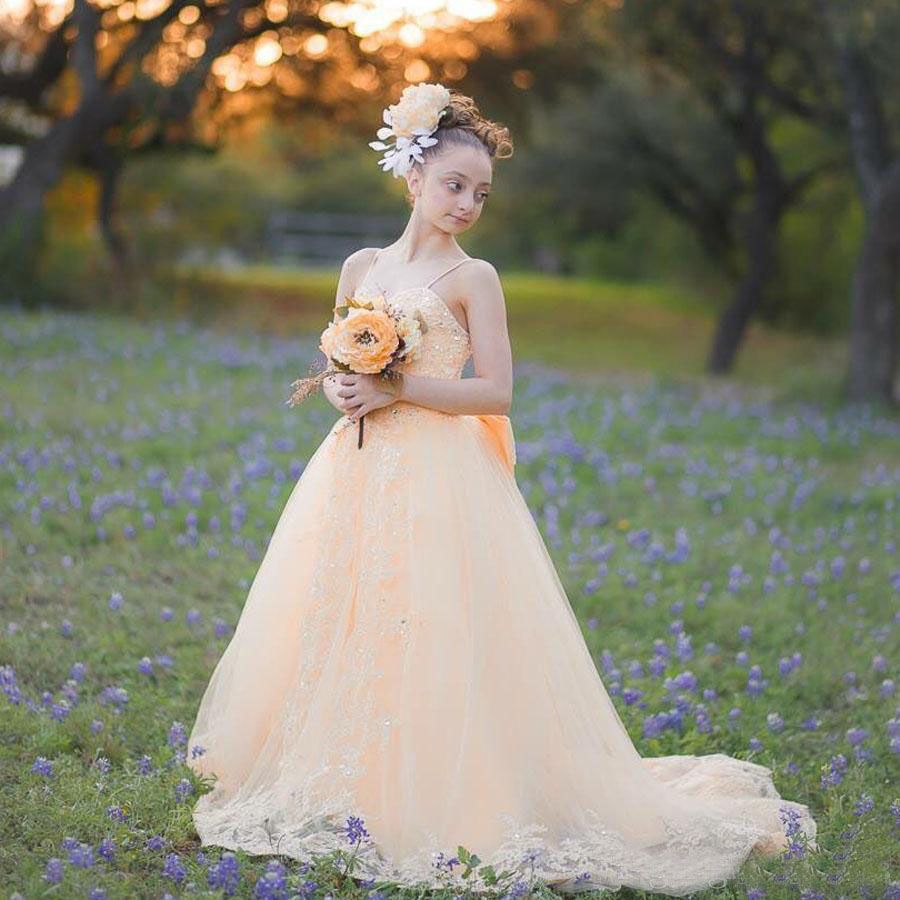 light orange flower girl dresses