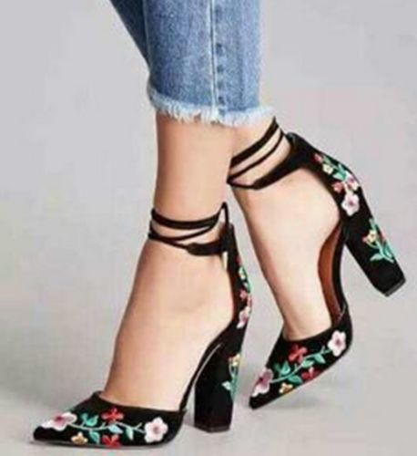 embroidered floral heels