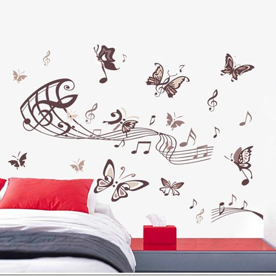 5090 D Creative Home Decor Butterfly Music Note Wall Stickers