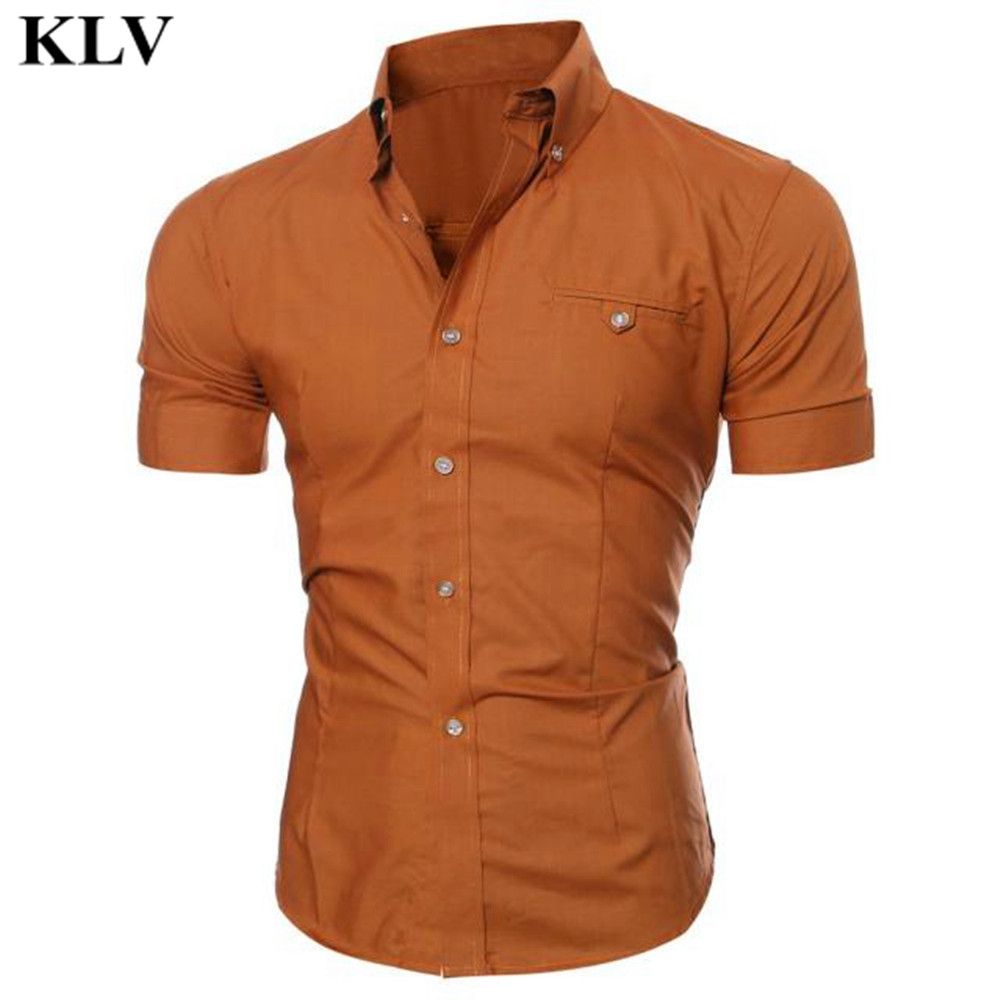 mens short sleeve dress shirts slim fit